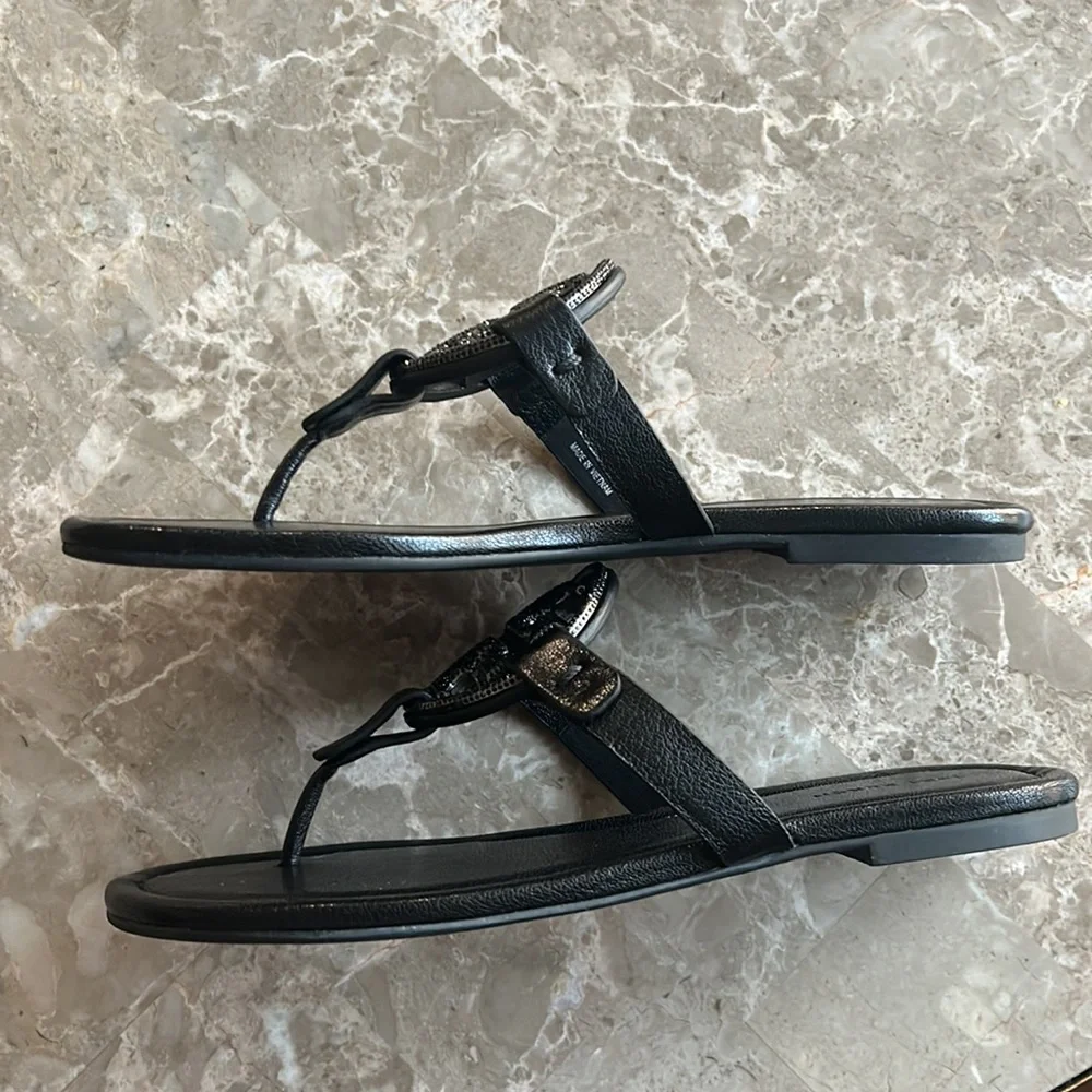New Tory Burch Miller Pave Leather Sandal - Picture 12 of 13